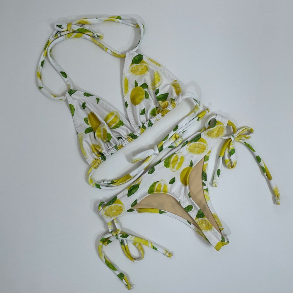 Lemon white thong string bikini
